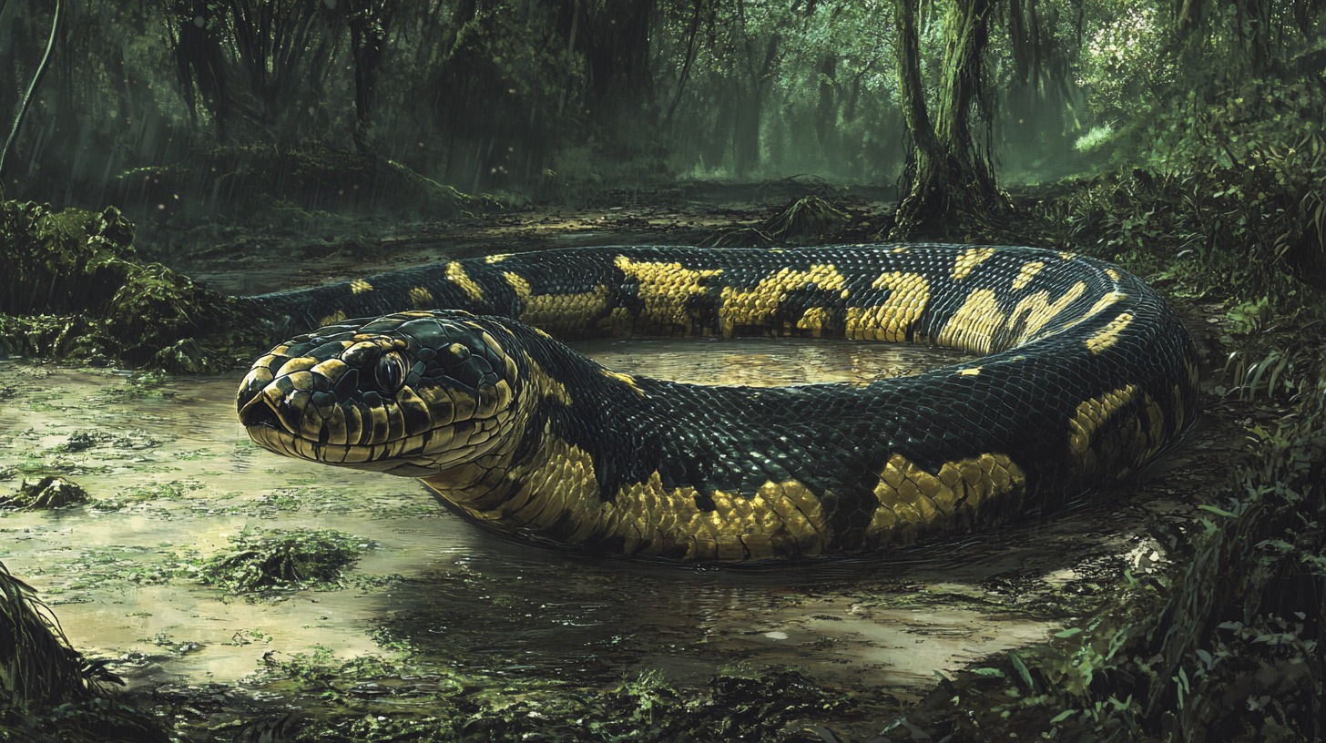 Titanoboa cerrejonensis snake long up to 13-15 meters and wide around one meter - largest snake that ever lived